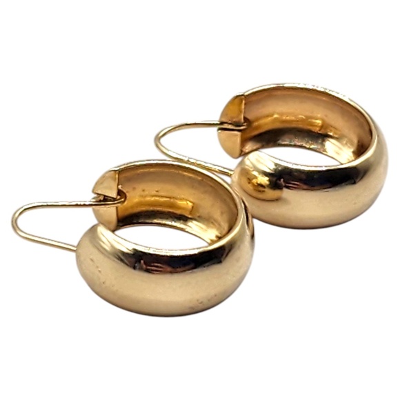 14 Karat Yellow Gold Wide Hoop Earrings #20448 - Picture 4 of 7